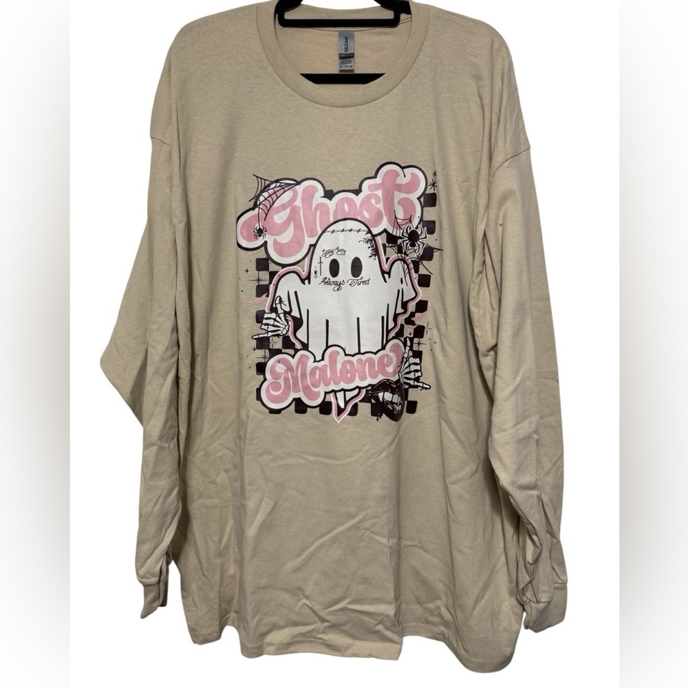 Ghost Malone Unisex Tan Long Sleeve T-Shirt Size 3XL